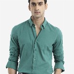 RARE RABBIT Men Cambroc Spread Collar Regular Fit Shirt