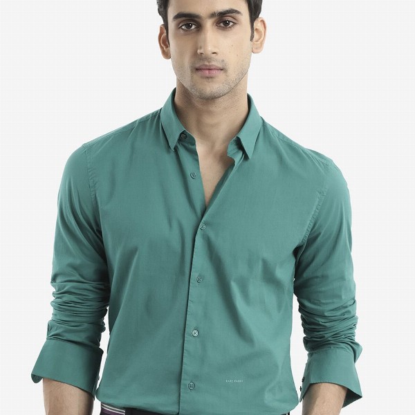 RARE RABBIT Men Cambroc Spread Collar Regular Fit Shirt