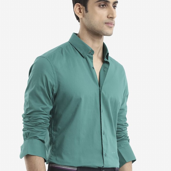 RARE RABBIT Men Cambroc Spread Collar Regular Fit Shirt