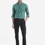 RARE RABBIT Men Cambroc Spread Collar Regular Fit Shirt