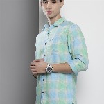 The Indian Garage Co Men Blue Checked Casual Shirt