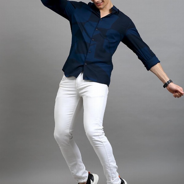 HERE&NOW Geometric Printed Slim Fit Opaque Casual Shirt