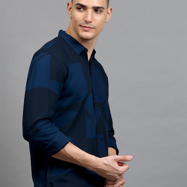 HERE&NOW Geometric Printed Slim Fit Opaque Casual Shirt