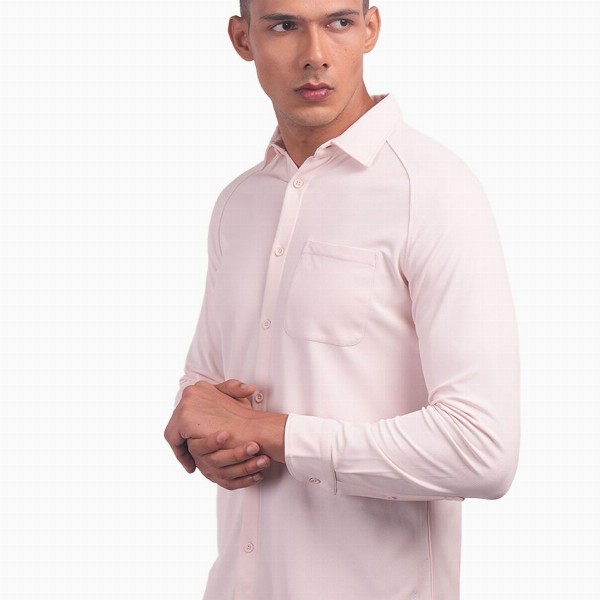 Harfun Men Spread Collar Solid Casual Shirt