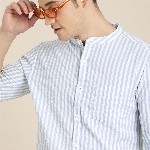 Moda Rapido Men Blue & White Slim Fit Striped Casual Shirt