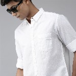 Roadster Men White Opaque Cotton Linen Casual Shirt