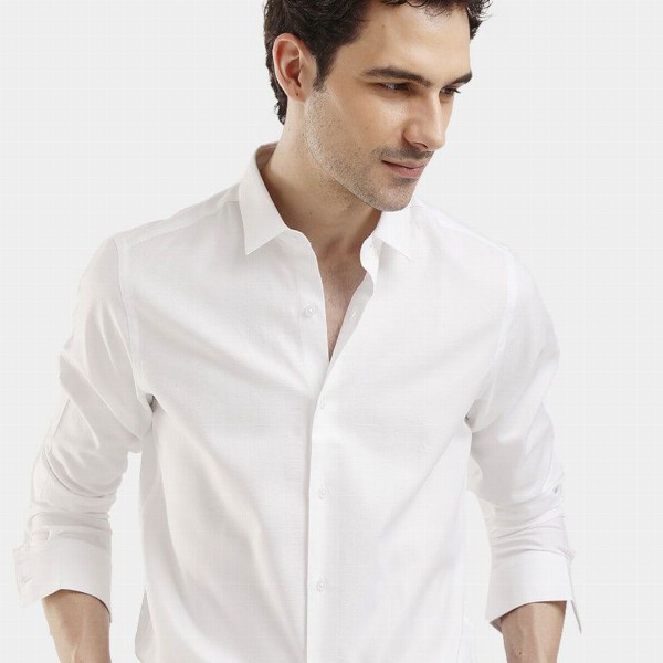 The Collection Spread Collar Long Sleeves Classic Slim Fit Cotton Shirt