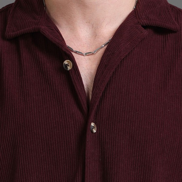 HERE&NOW Self Design Corduroy Weave Oversized Casual Shirt