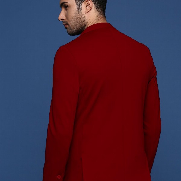 SHOWOFF Slim-Fit Notched Lapel Collar Single-Breasted Cotton Casual Blazer