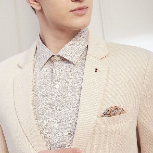 Turtle Striped Notched Lapel Single Breasted Formal Blazer