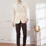 Turtle Striped Notched Lapel Single Breasted Formal Blazer