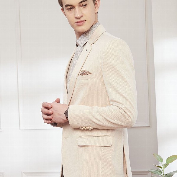 Turtle Striped Notched Lapel Single Breasted Formal Blazer