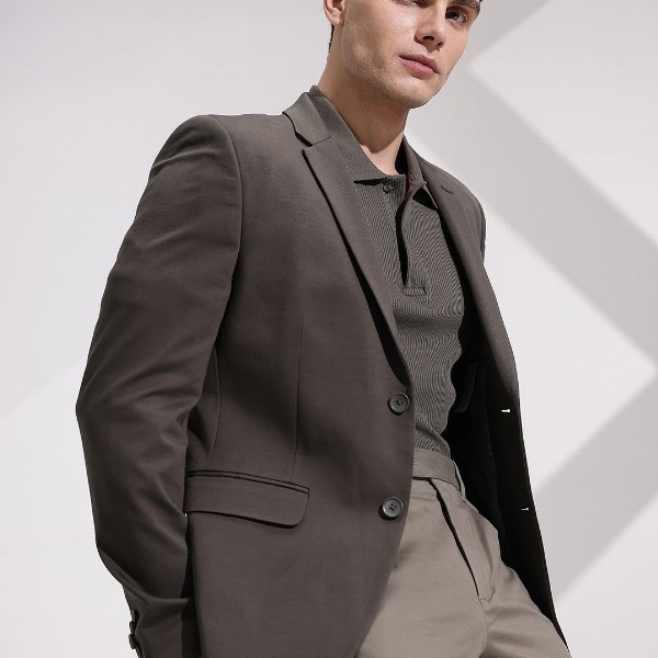 INVICTUS Notched Lapel Collar Slim Fit Semiformal Blazer