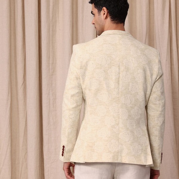 Mr Bowerbird Floral Self Design Notched Lapel Casual Blazer