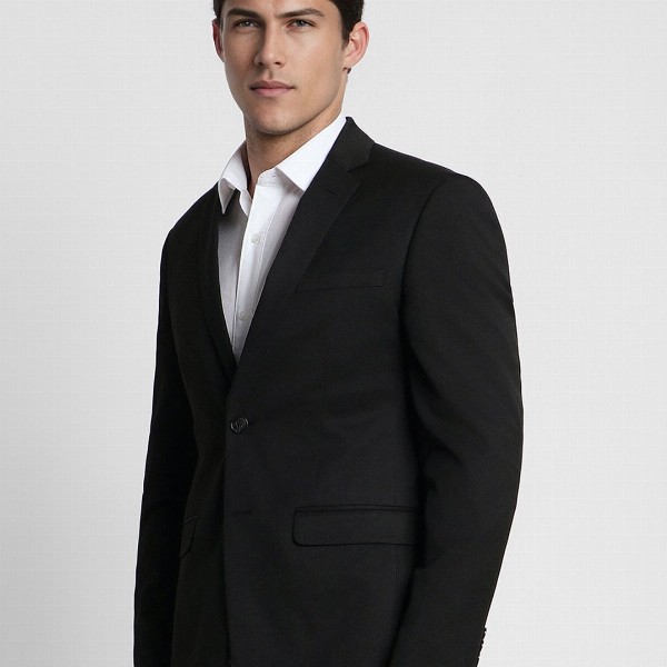 Peter England Men Black Solid Slim-Fit Single-Breasted Blazer