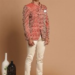 VASTRAMAY Men Maroon Self-Design Slim-Fit Bandhgala Blazer