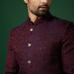 KISAH Woven-Design Bandhgala Blazer