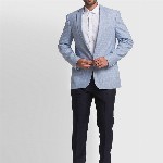 ColorPlus Men Blue Checked Single-Breasted Linen Formal Blazers