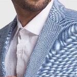 ColorPlus Men Blue Self Design Single-Breasted Formal Blazers