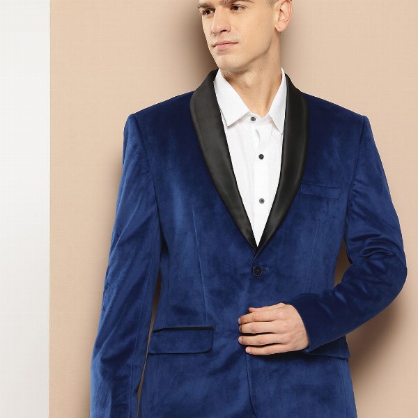 INVICTUS Slim Fit Velvet Single-Breasted Blazers