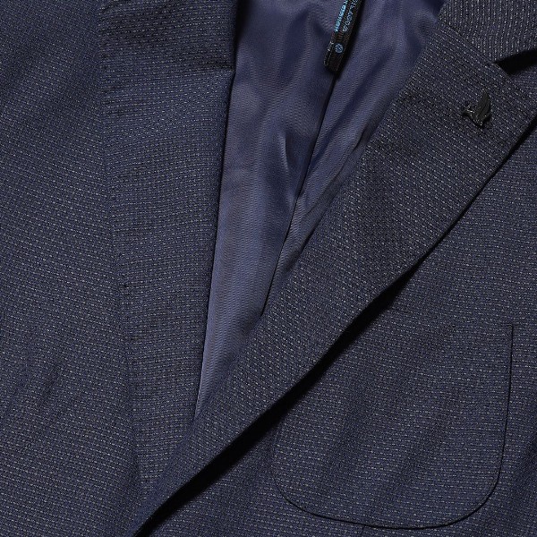 Blackberrys Men Navy Blue Textured Slim Fit Single-Breasted Formal Blazer