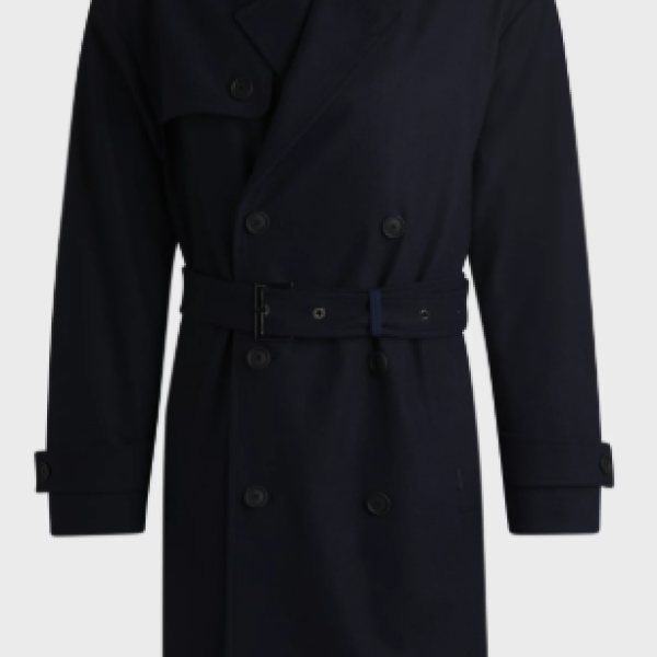 Water-repellent trench coat in stretch flannel