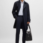Water-repellent trench coat in stretch flannel