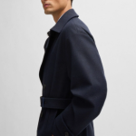 Water-repellent trench coat in stretch flannel