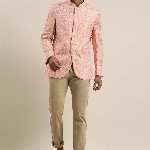 VASTRAMAY Men Self-Design Slim-Fit Bandhgala Blazer