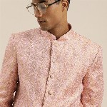 VASTRAMAY Men Self-Design Slim-Fit Bandhgala Blazer