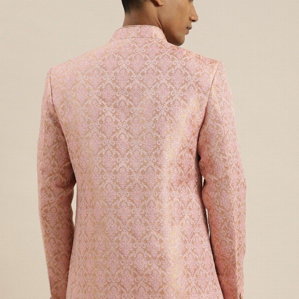 VASTRAMAY Men Self-Design Slim-Fit Bandhgala Blazer