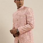 VASTRAMAY Men Self-Design Slim-Fit Bandhgala Blazer