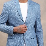 Turtle Men Navy Blue Self-Design Single-Breasted Casual Blazer
