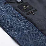 INVICTUS Men Navy Blue Slim Checked Pure Linen Single-Breasted Smart Casual Blazer