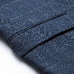 INVICTUS Men Navy Blue Slim Checked Pure Linen Single-Breasted Smart Casual Blazer