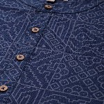 Anouk Men Geometric Printed Cotton Indigo Short Kurta