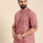 Anouk Men Geometric Printed Cotton Short Kurta