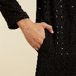 Diwas by Manyavar Ethnic Motifs Embroidered Mandarin Collar Sequinned Straight Kurta