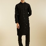 Diwas by Manyavar Ethnic Motifs Embroidered Mandarin Collar Sequinned Straight Kurta
