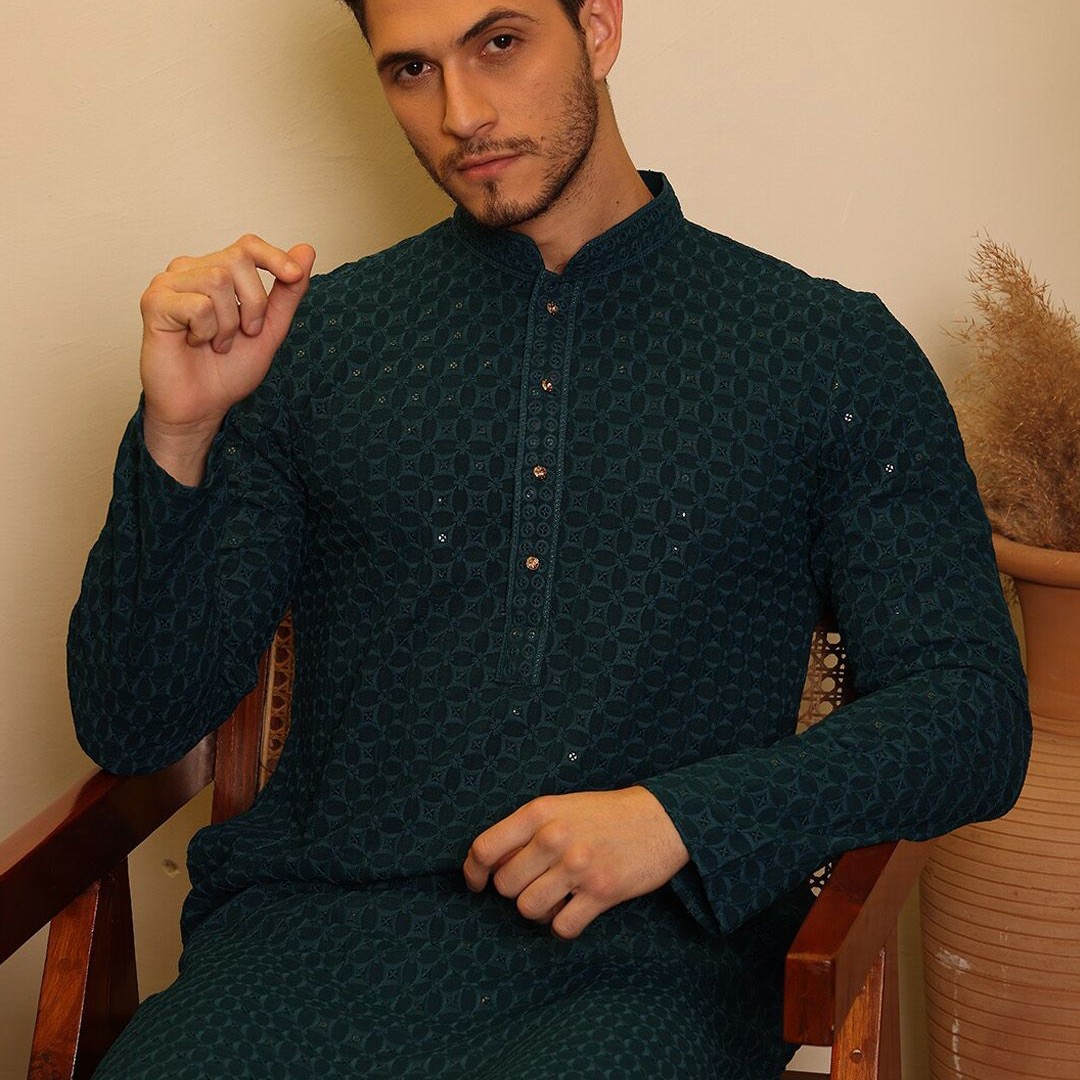 House of Pataudi Ethnic Motifs Embroidered Straight Kurta