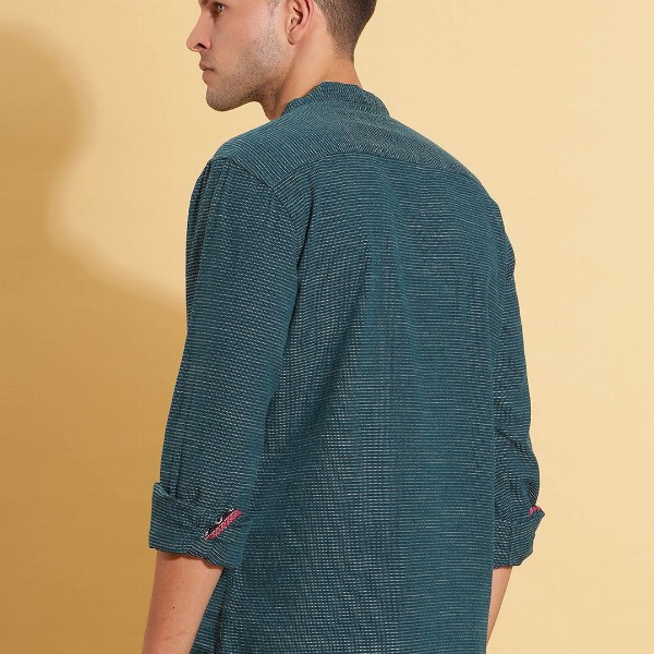 HERE&NOW Band Collar Cotton Short Kurta