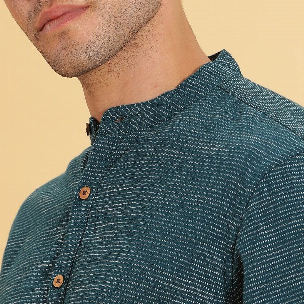 HERE&NOW Band Collar Cotton Short Kurta