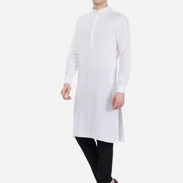 JADE BLUE Men Mandarin Collar Cotton Blend Modi Straight Kurta