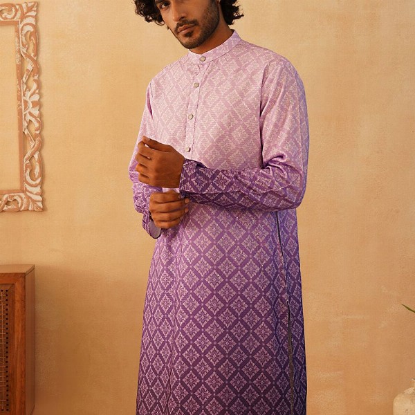 Jompers Ethnic Motifs Printed Band Collar Pure Cotton Straight Kurta