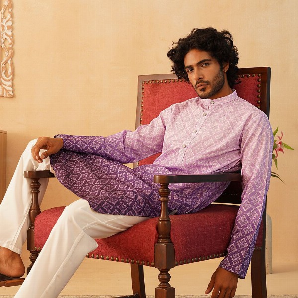 Jompers Ethnic Motifs Printed Band Collar Pure Cotton Straight Kurta