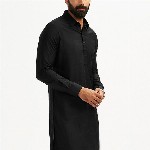 VASTRAMAY Shirt Collar Long Roll-Up Sleeves Regular Pathani Kurta