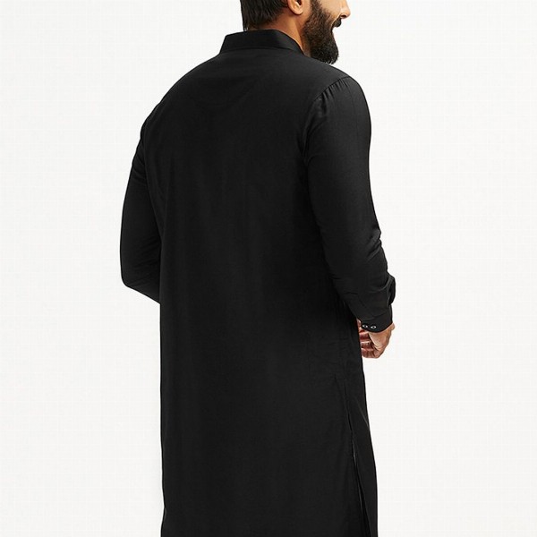 VASTRAMAY Shirt Collar Long Roll-Up Sleeves Regular Pathani Kurta