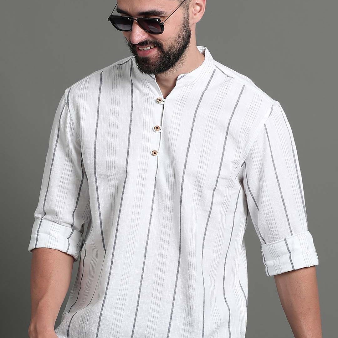 HERE&NOW Striped Cotton Short Kurta