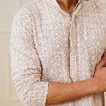 Jompers Ethnic Motifs Embroidered Mandarin Collar Straight Kurta