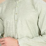 House of Pataudi Textured Mandarin Collar Cotton Straight Kurta